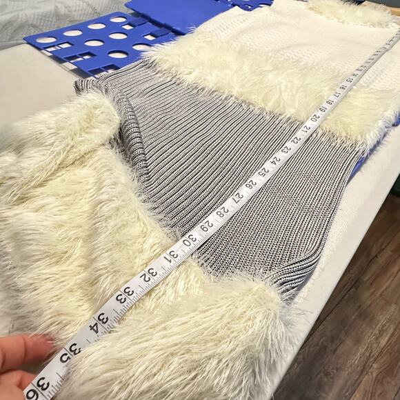 Diane Von Furstenberg fur trimmed Knit Dress Ivory Size S luxury whimsical NWOT - Picture 8 of 13